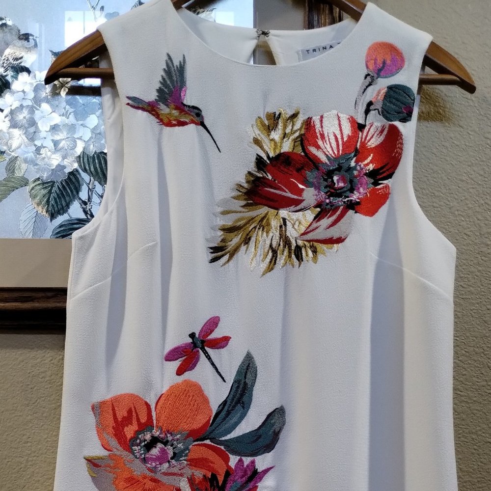 TRINA TURK Floral Mini Dress In White Wash - Was 398